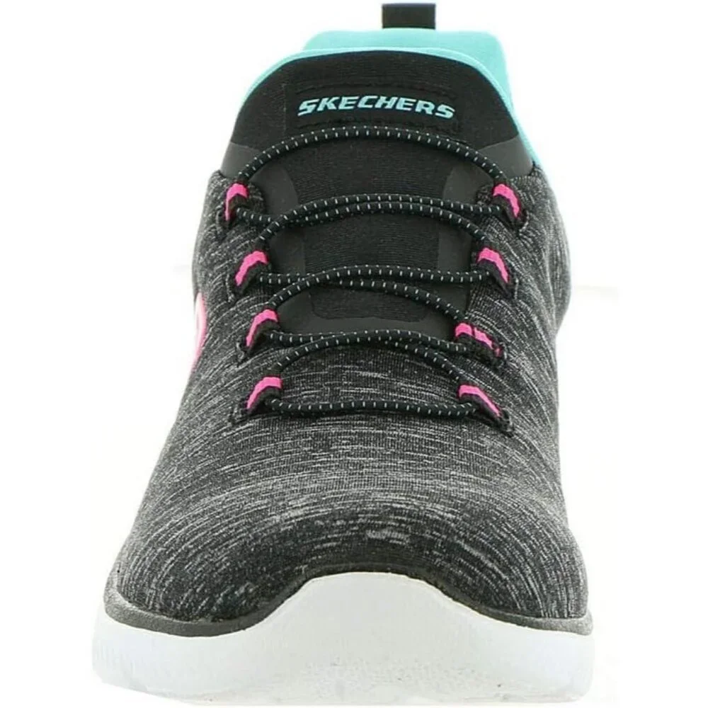 Women's Black/Light Blue 100% Synthetic Summits Quick Getaway Sneakers - Picture 7 of 9